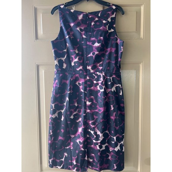 Ann Taylor Womens 4P Mini Purple Cheetah Print Sleveless Silk Nylon Lined Dress - Picture 2 of 9